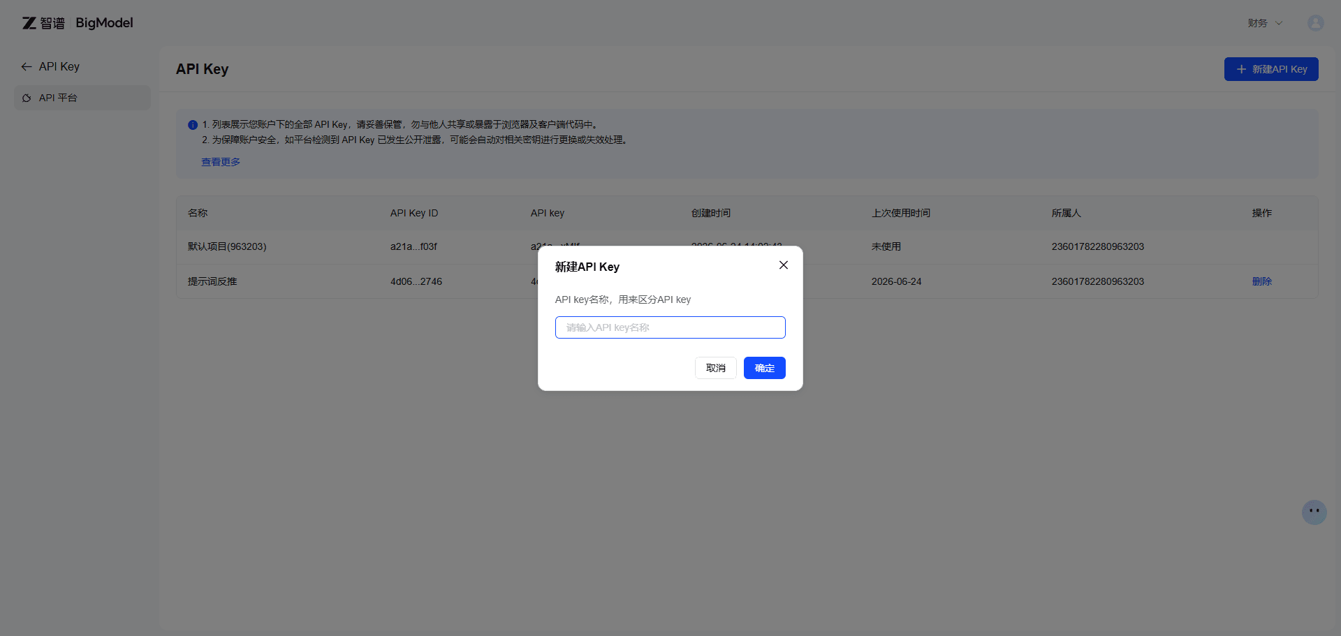 Añadir nueva clave API